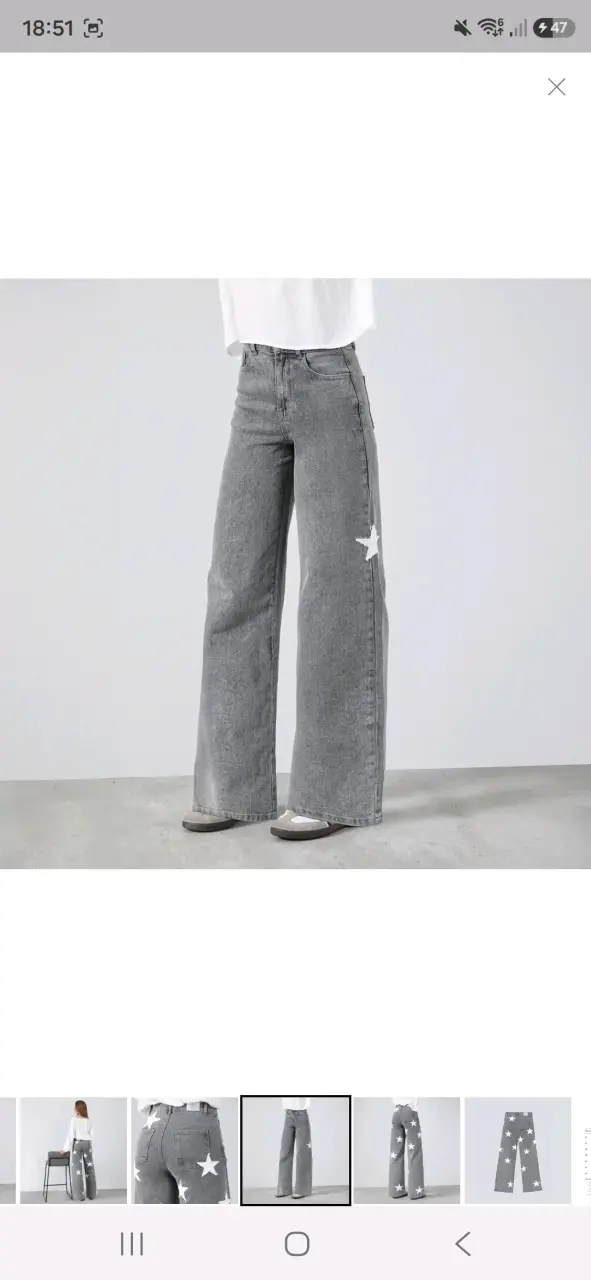 Pantalones anchos grises con estrellas - 1