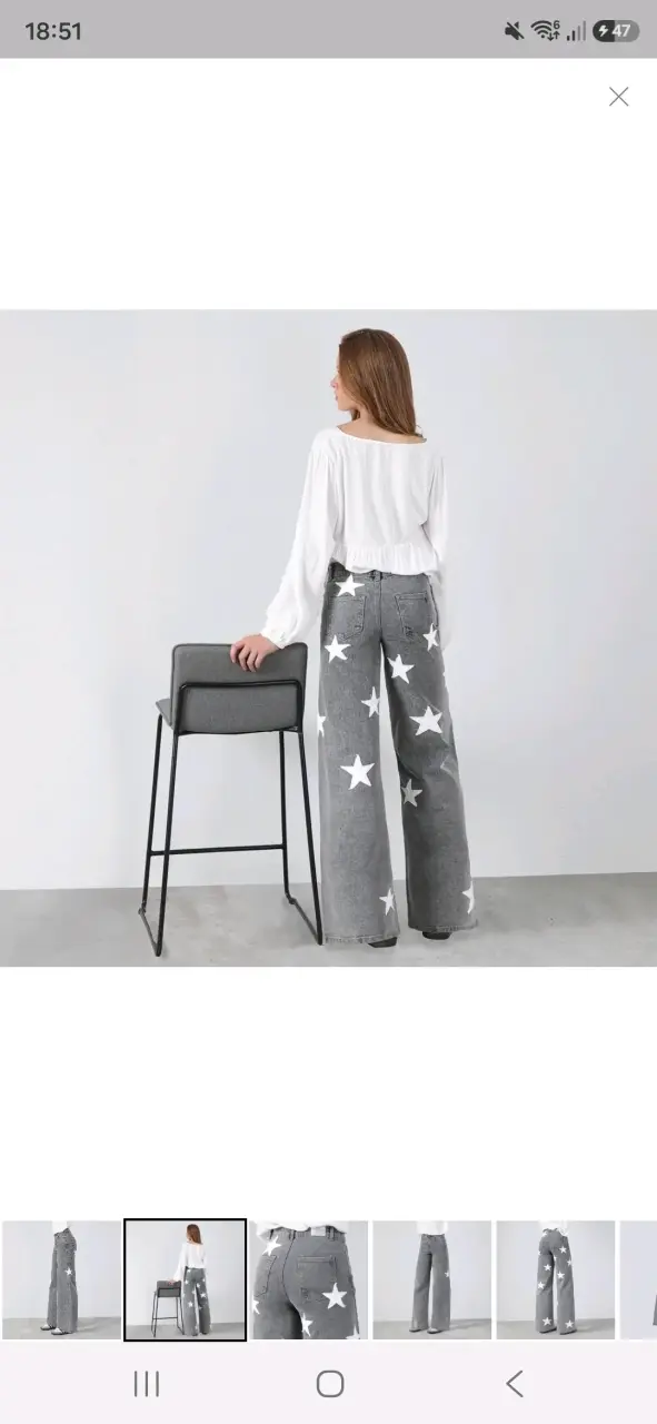 Pantalones anchos grises con estrellas - 2