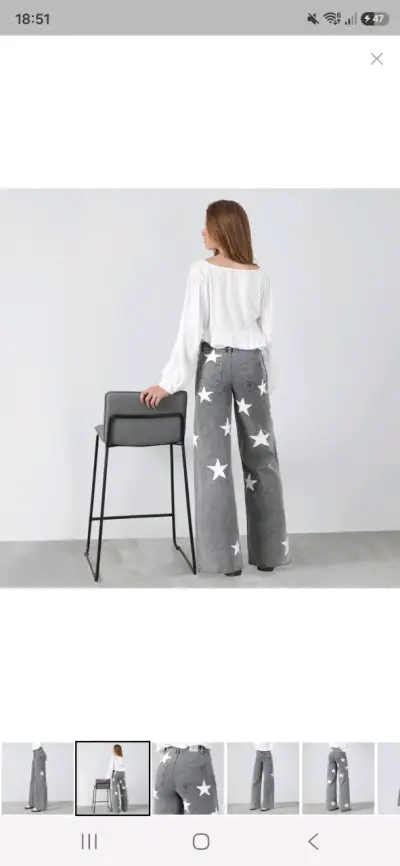 Pantalones anchos grises con estrellas - miniatura 2