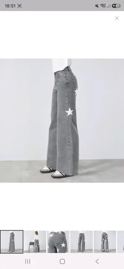 Pantalones anchos grises con estrellas - miniatura 3