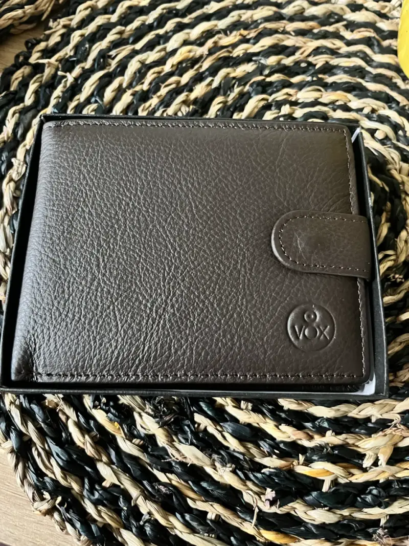 Billetera de cuero marrón con cierre nueva - 3