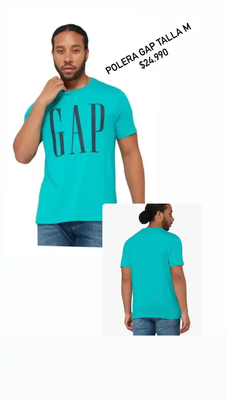 Polera GAP turquesa para hombre talla M nueva - 3
