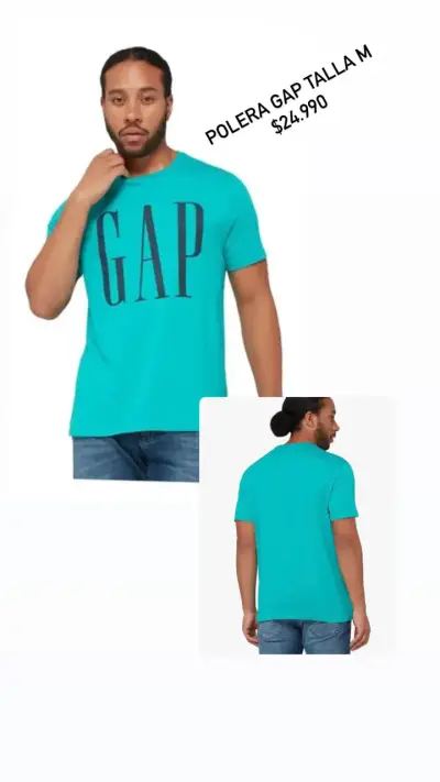 Polera GAP turquesa para hombre talla M nueva - miniatura 3