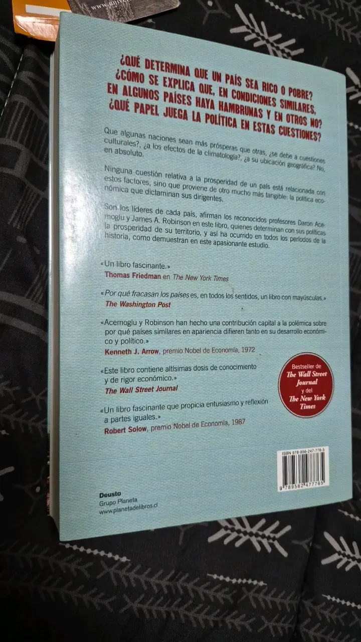 Libro 'Por Qué Fracasan Los Países' de Daron Acemoglu y James A. Robinson - 2