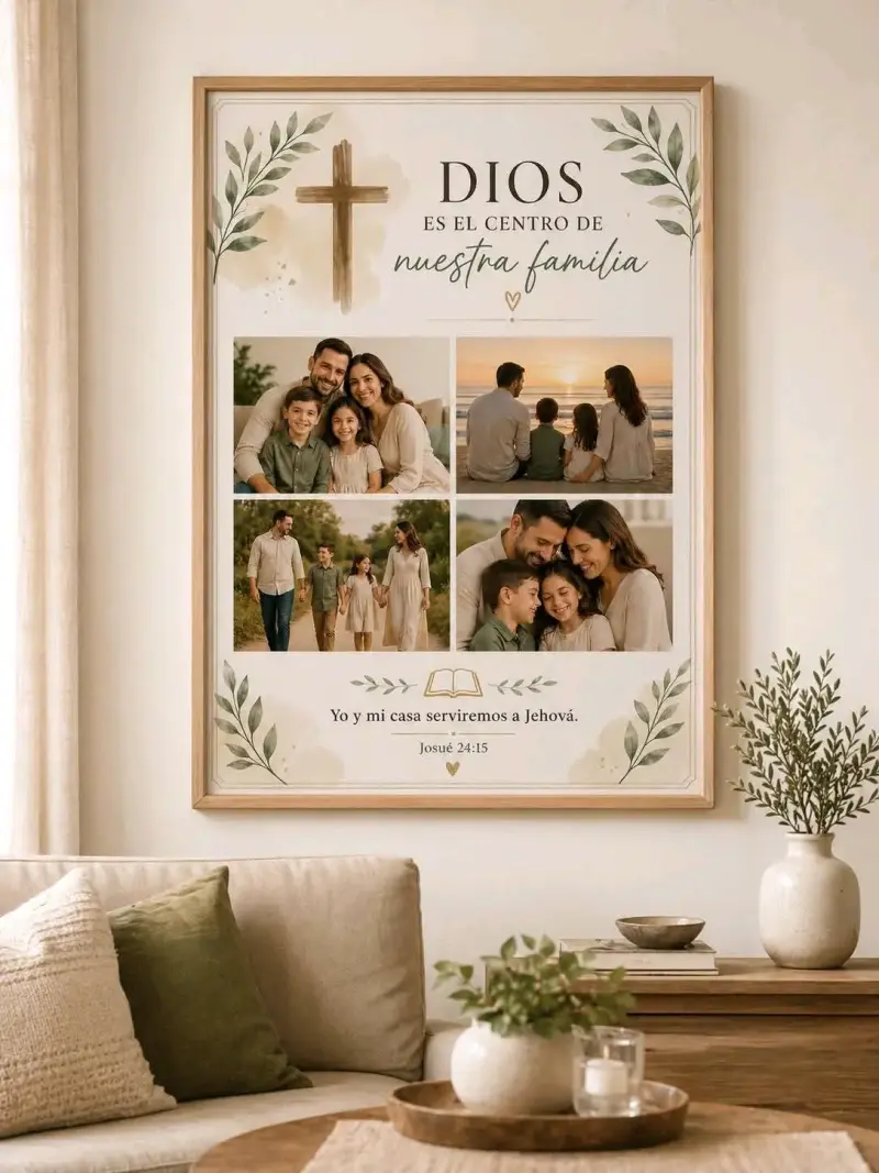 Cuadro Decorativo Familiar con Mensaje Religioso - 1