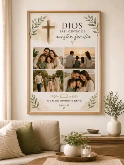 Cuadro Decorativo Familiar con Mensaje Religioso - miniatura 1