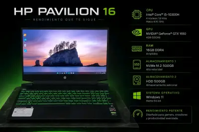 Laptop HP Pavilion 16 para gaming y productividad - miniatura 1