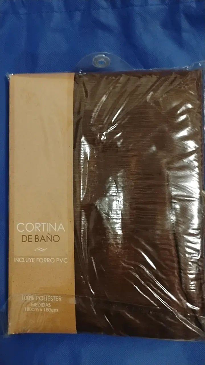 Cortina de baño marrón con forro PVC - 1