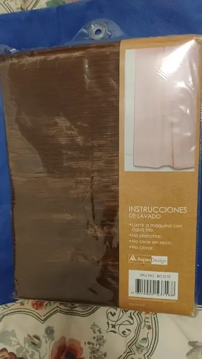 Cortina de baño marrón con forro PVC - miniatura 2