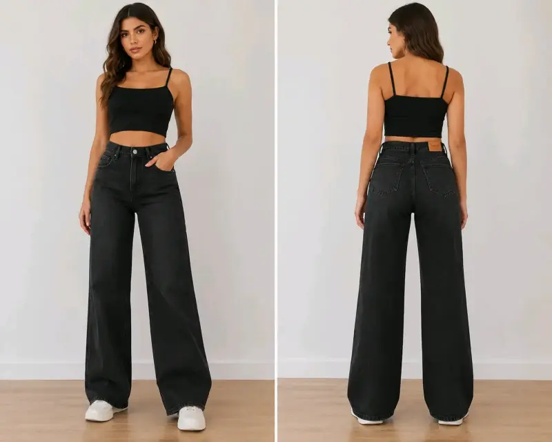 Jeans anchos negros de mujer Shein - 1