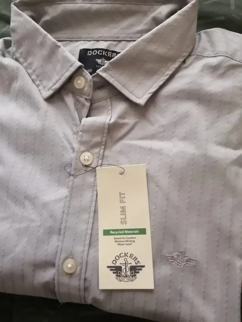 Camisa Dockers Slim Fit Gris, nueva , talla L - 3