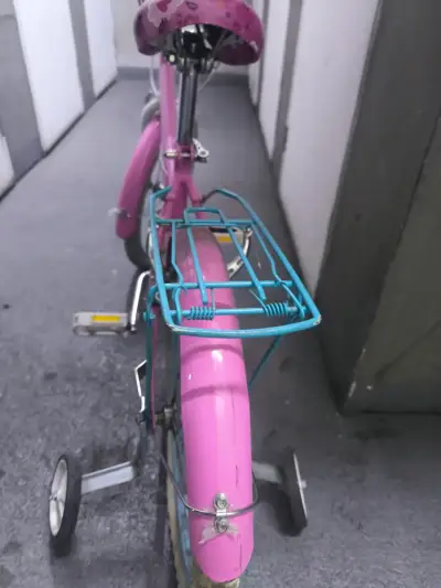 Bicicleta infantil rosa con ruedas d entrenamiento - miniatura 4