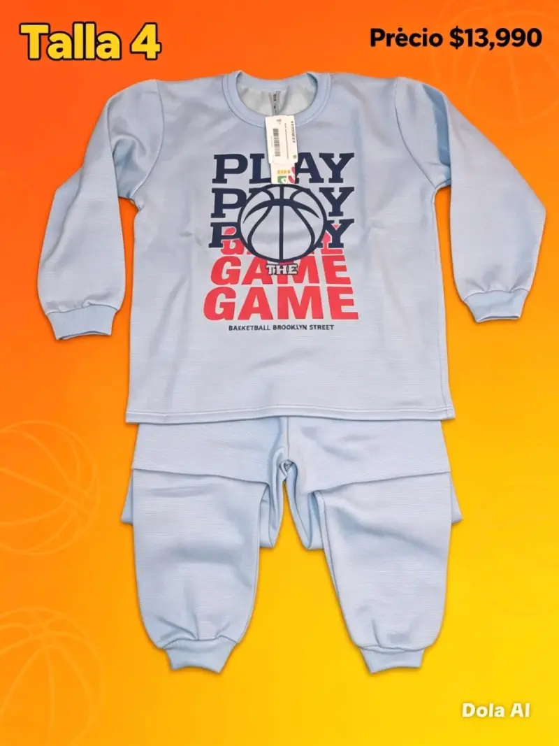 Conjunto infantil azul con diseño de baloncesto