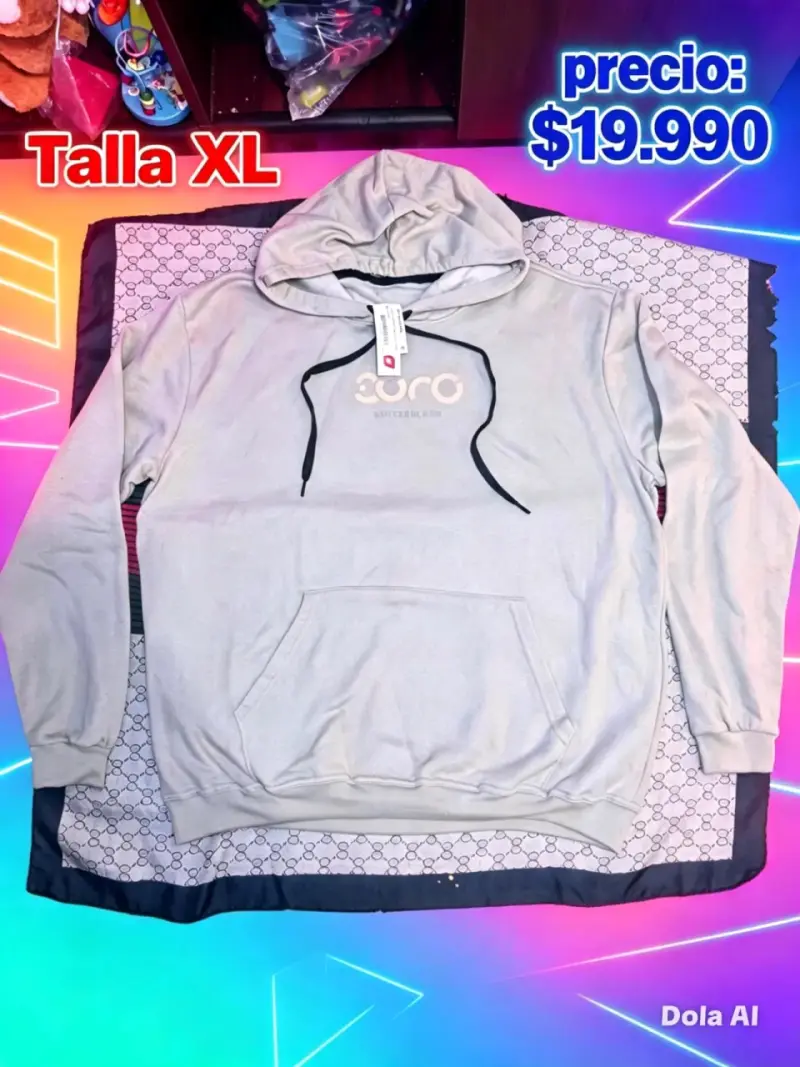 Polerón gris con capucha talla XL