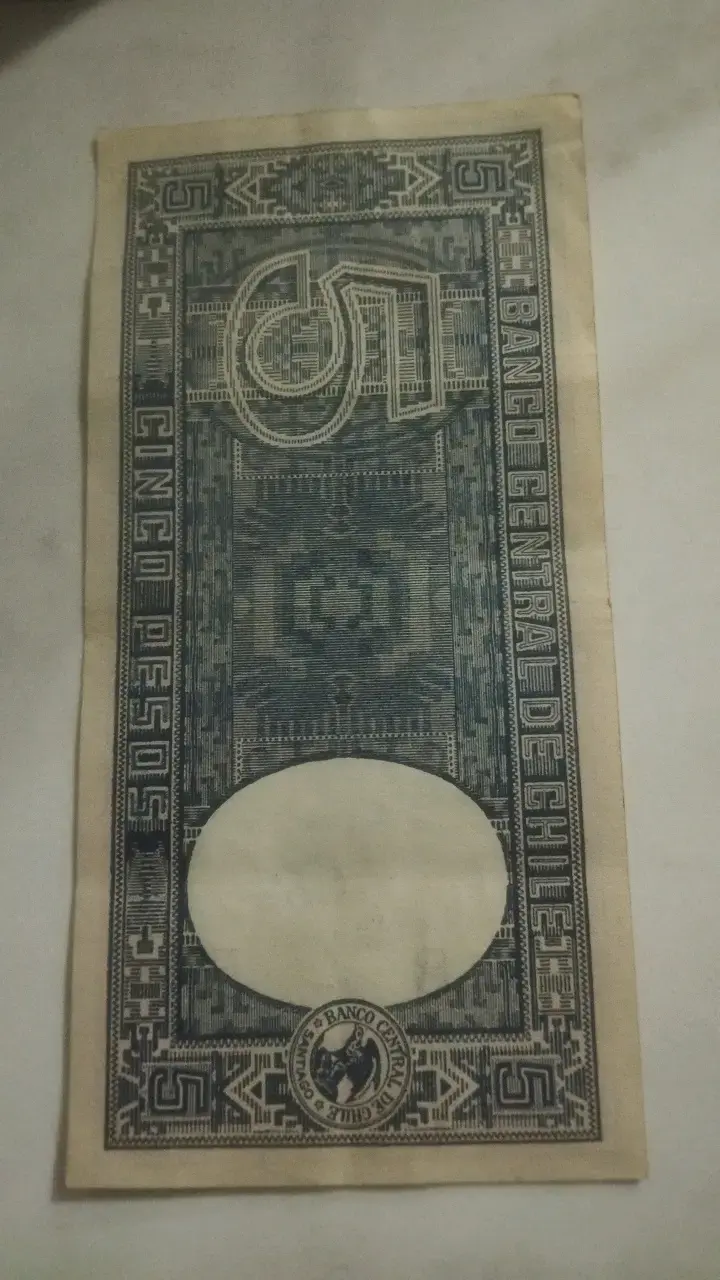 Billete antiguo de 5 pesos chilenos - 2