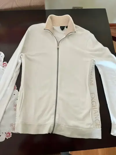 Chaqueta Armani Exchange blanca con cierre - miniatura 1