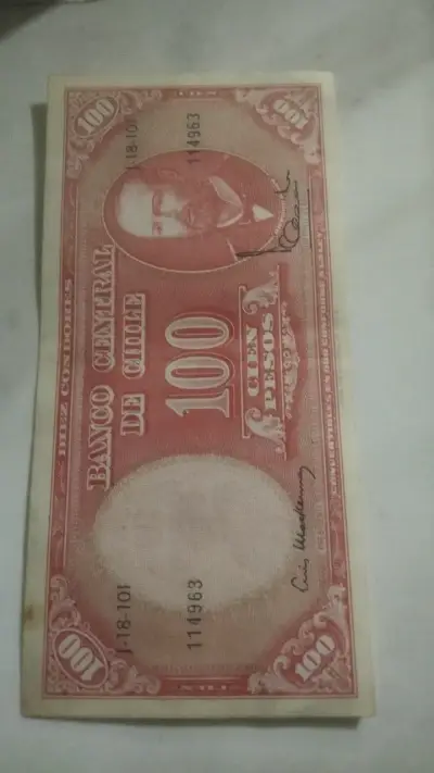 Billete antiguo de 100 pesos chilenos - miniatura 1