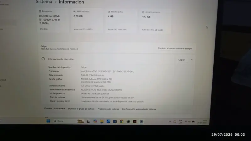 Laptop ASUS TUF Gaming F15 con teclado retroiluminado - 6