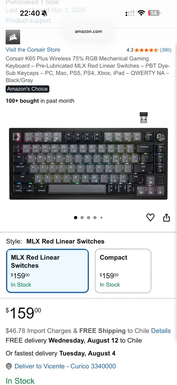 Teclado Corsair K65 plus 75%  + Razer V3Pro - 3