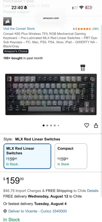 Teclado Corsair K65 plus 75%  + Razer V3Pro - miniatura 3