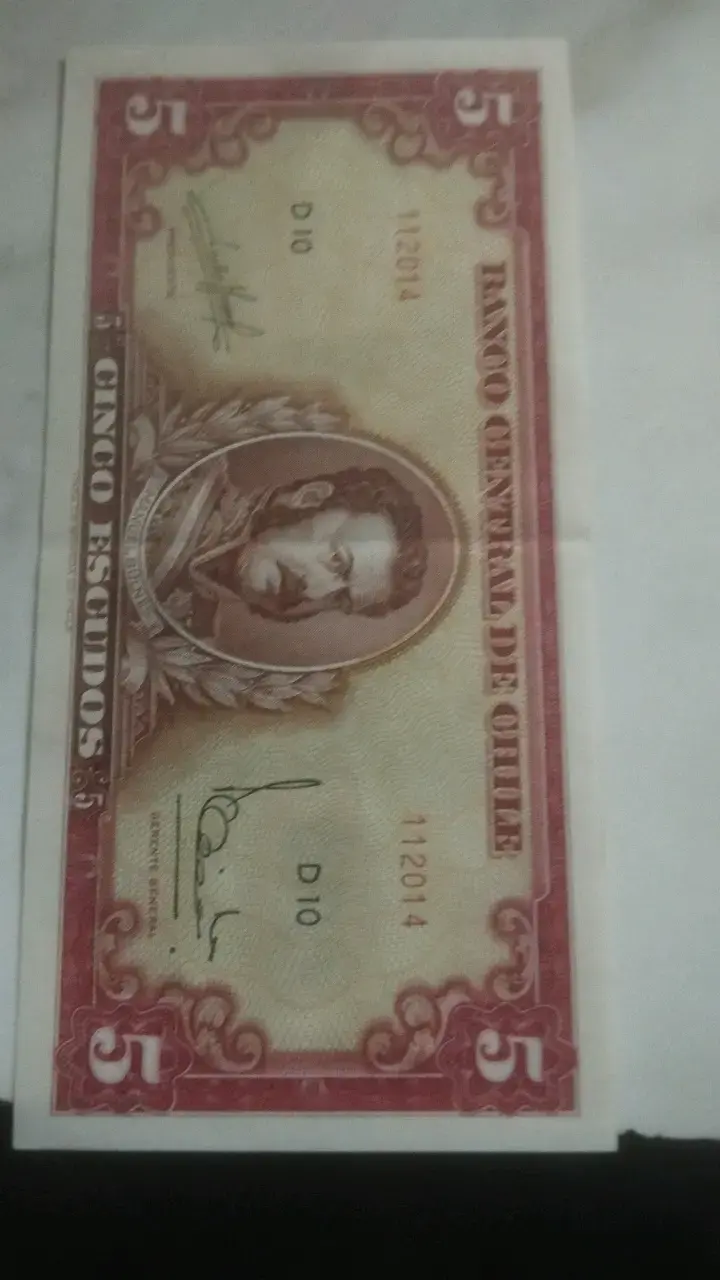 Billete antiguo de 5 escudos de Chile - 1