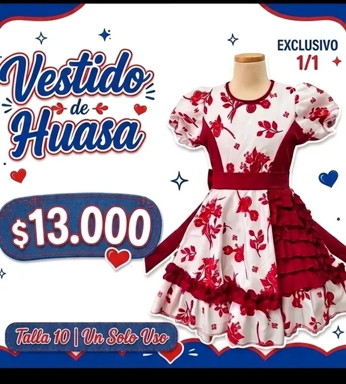Vestido de Huasa Talla 10 Exclusivo