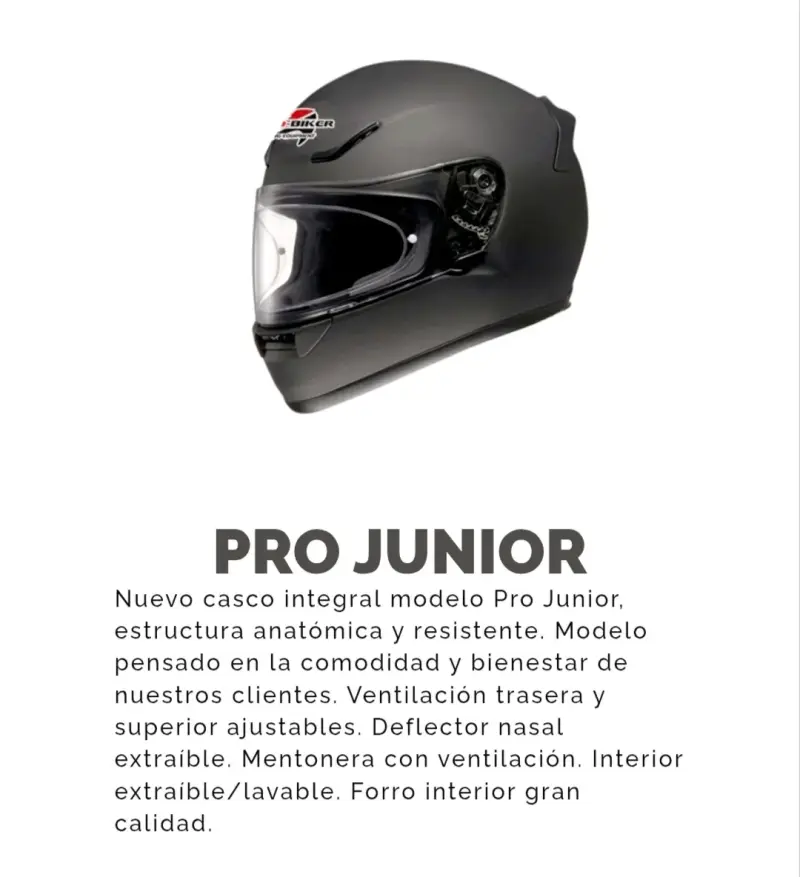 Casco Integral Pro Junior Negro - 1