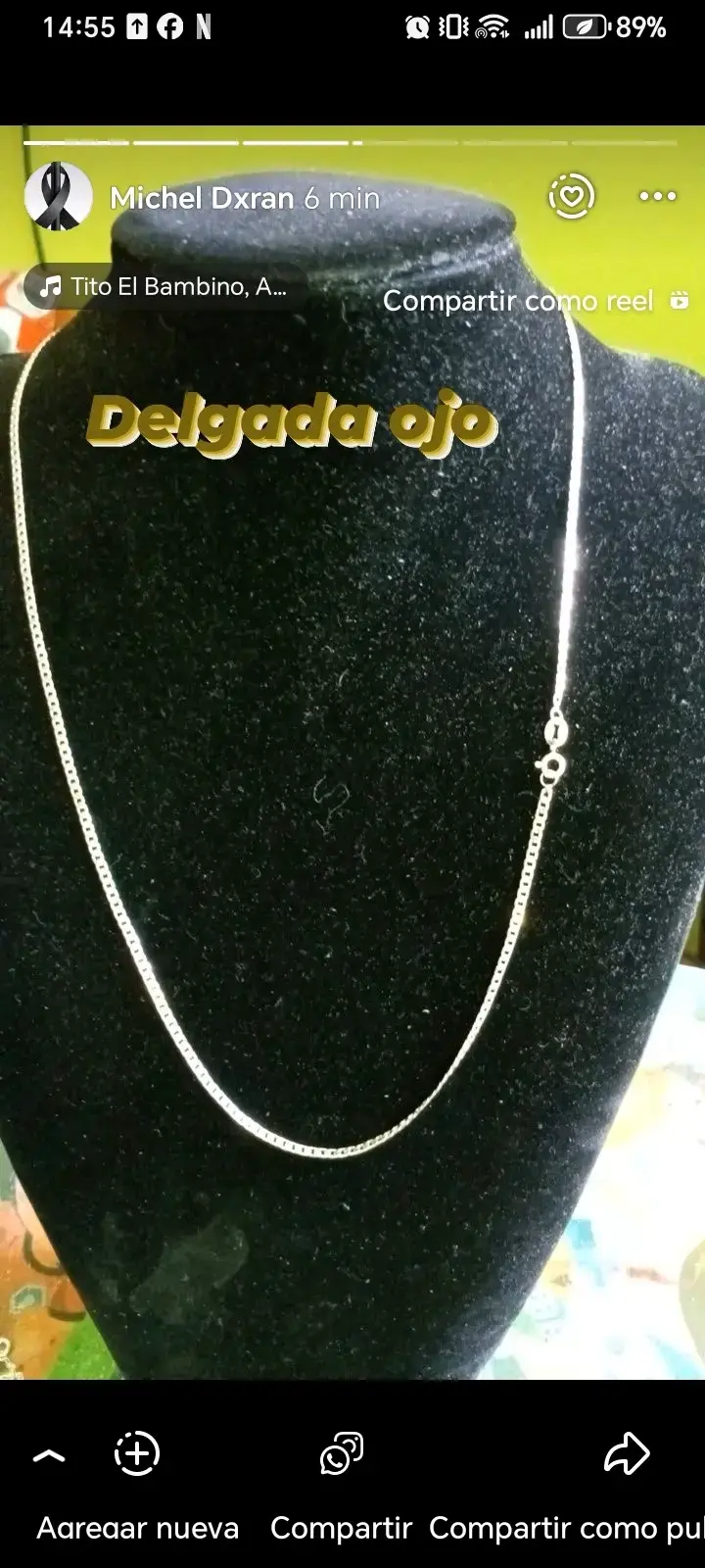 Cadena delgada de plata elegante