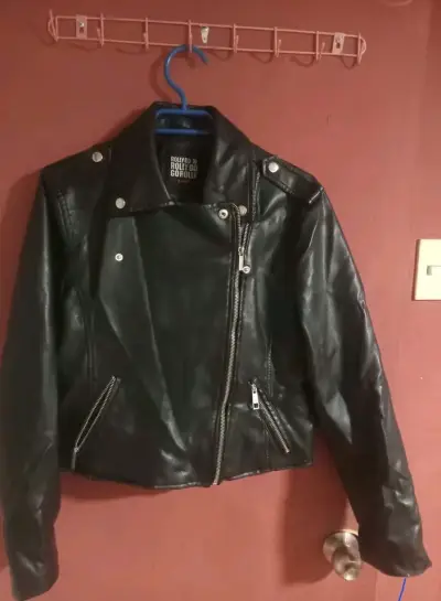 Chaqueta de curina negra estilo biker Rolly Go - miniatura 1