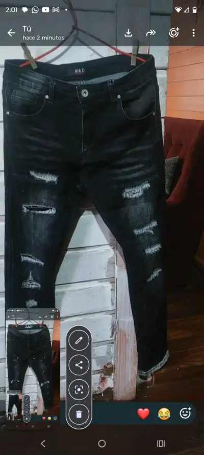 Jeans negros desgastados para mujer M&D - miniatura 1