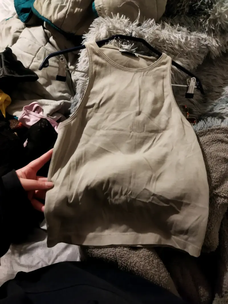 Polera sin mangas beige para mujer ZARA - 2