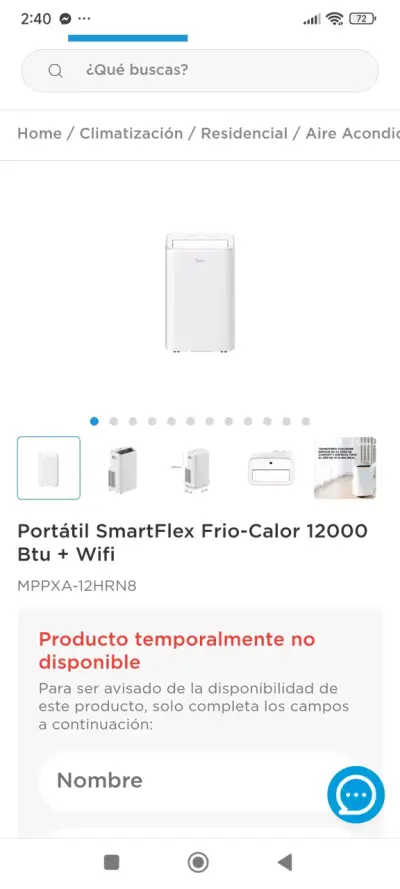 Aire Acondicionado Portátil Midea SmartFlex 12000 BTU - miniatura 1