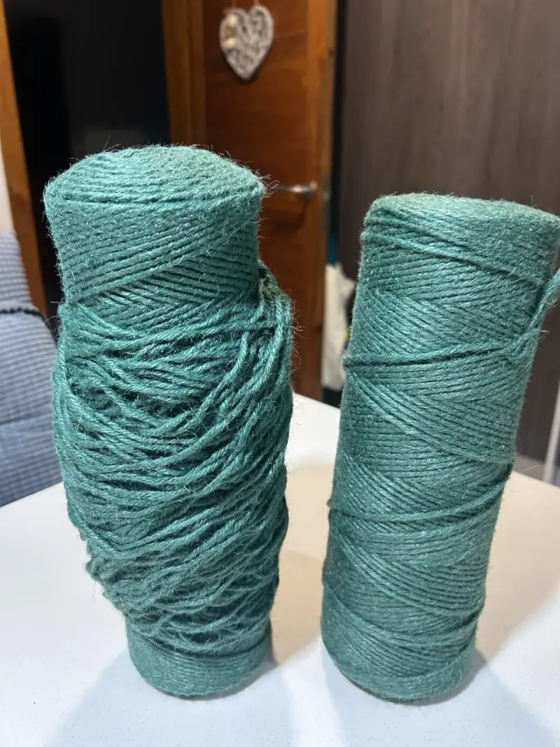 Hilos de yute verde para tejer