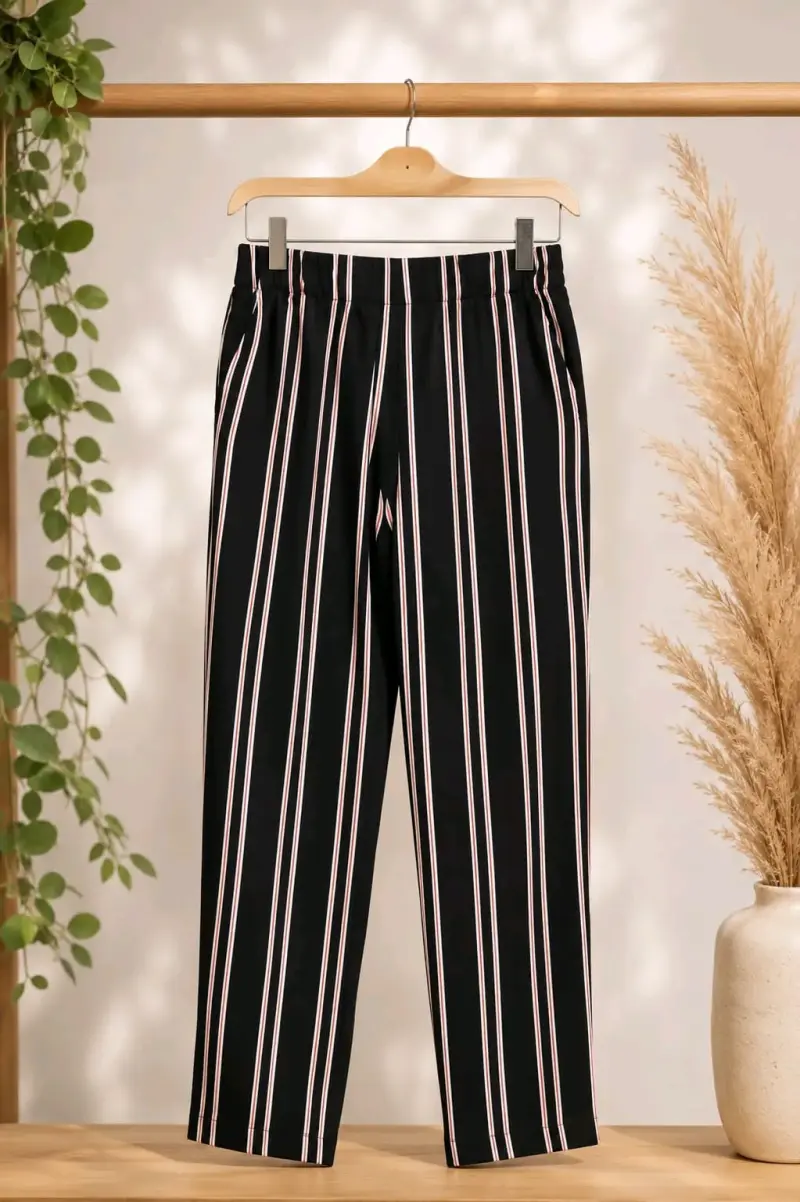 Pantalones a rayas negros para mujer Goldenpoint