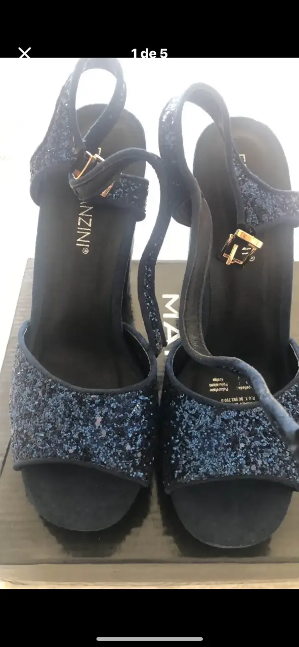 Zapatos de tacón plateados con brillo - 6
