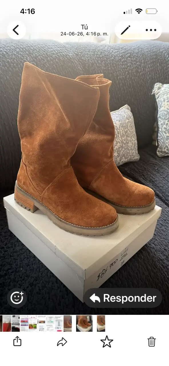 Botas de gamuza marrón para mujer talla 39 - 1
