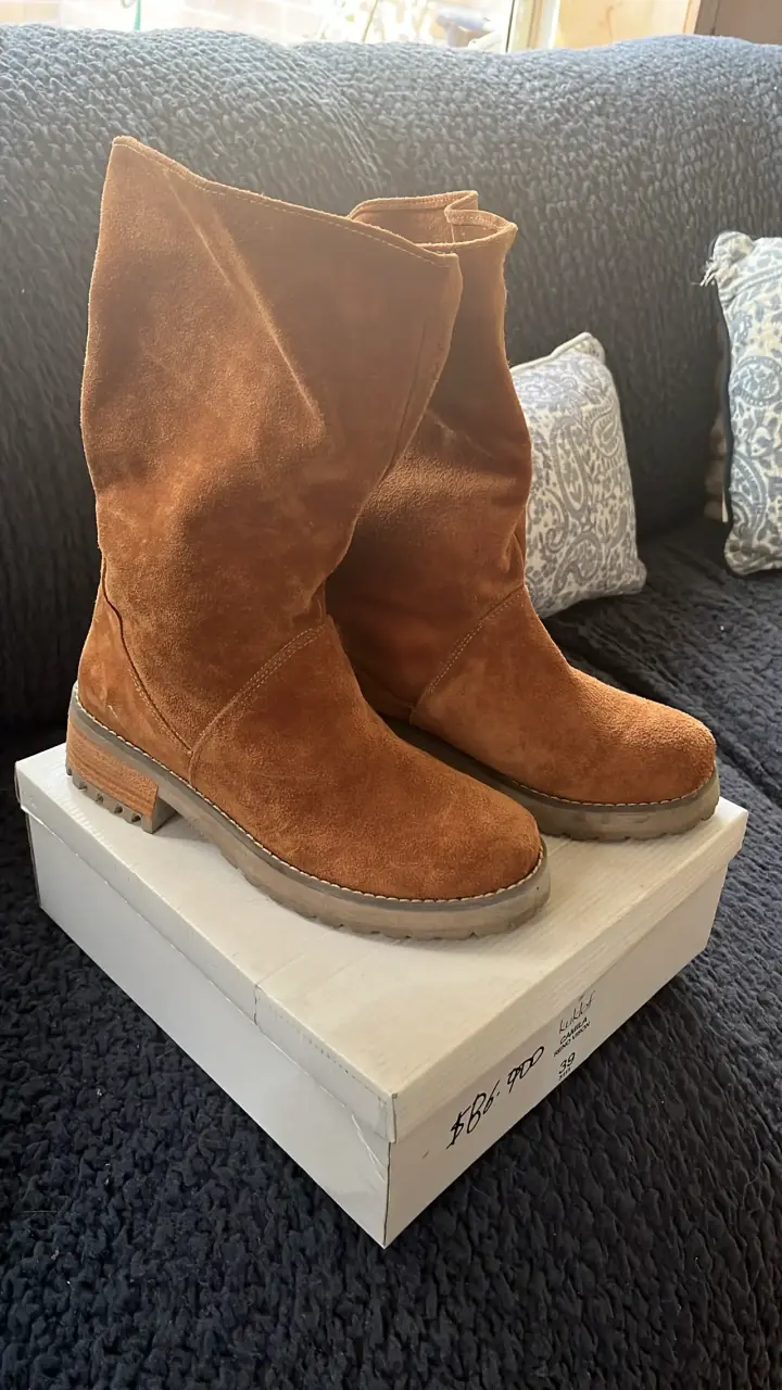 Botas de gamuza marrón para mujer talla 39 - 2