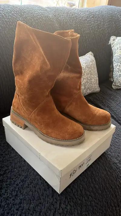 Botas de gamuza marrón para mujer talla 39 - miniatura 2