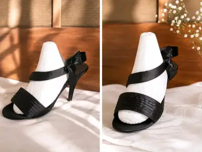 Sandalias de tacón negro elegantes para mujer - miniatura 2