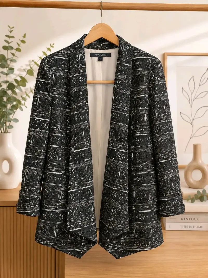 Blazer negro encajes para mujer