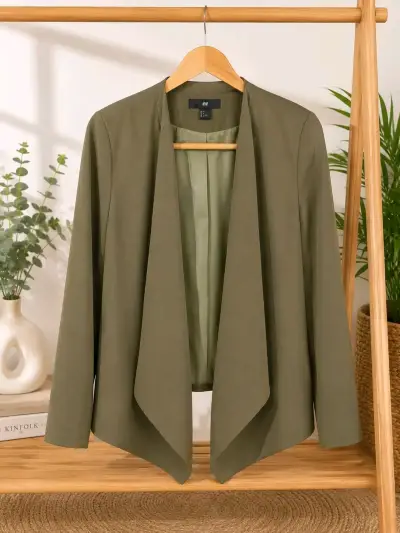 Blazer abierto verde oliva H&M para mujer - miniatura 2