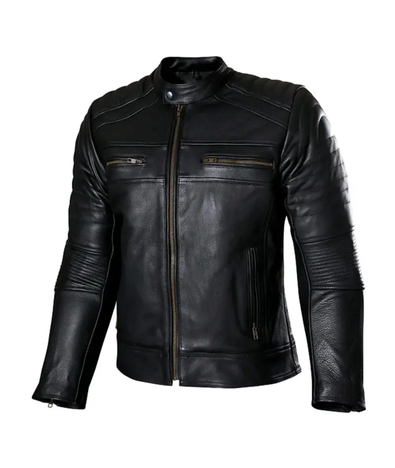 Chaqueta moto de cuero negra - 1