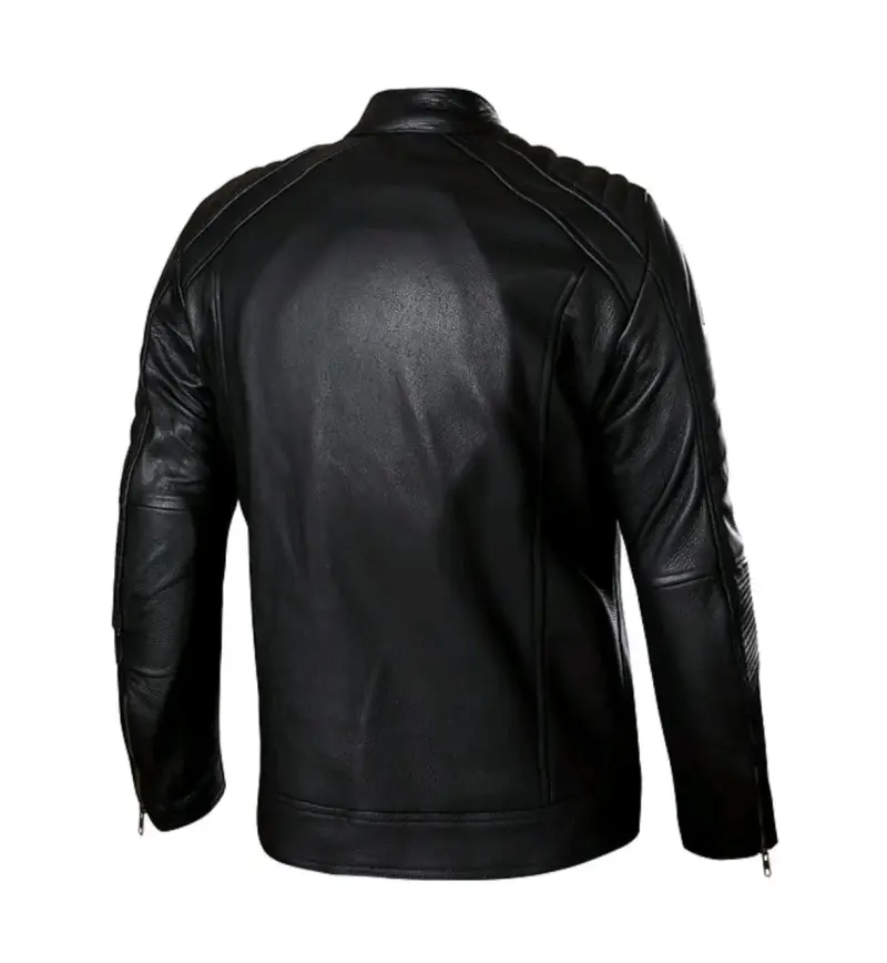 Chaqueta moto de cuero negra - 2