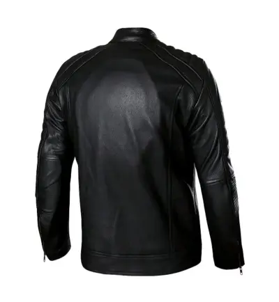 Chaqueta moto de cuero negra - miniatura 2