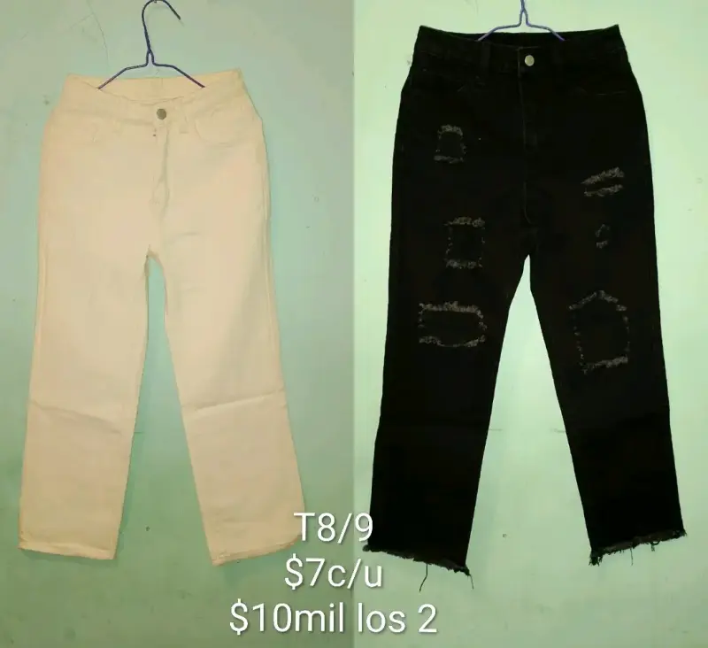Jeans para niños talla 8/9 blanco y negro