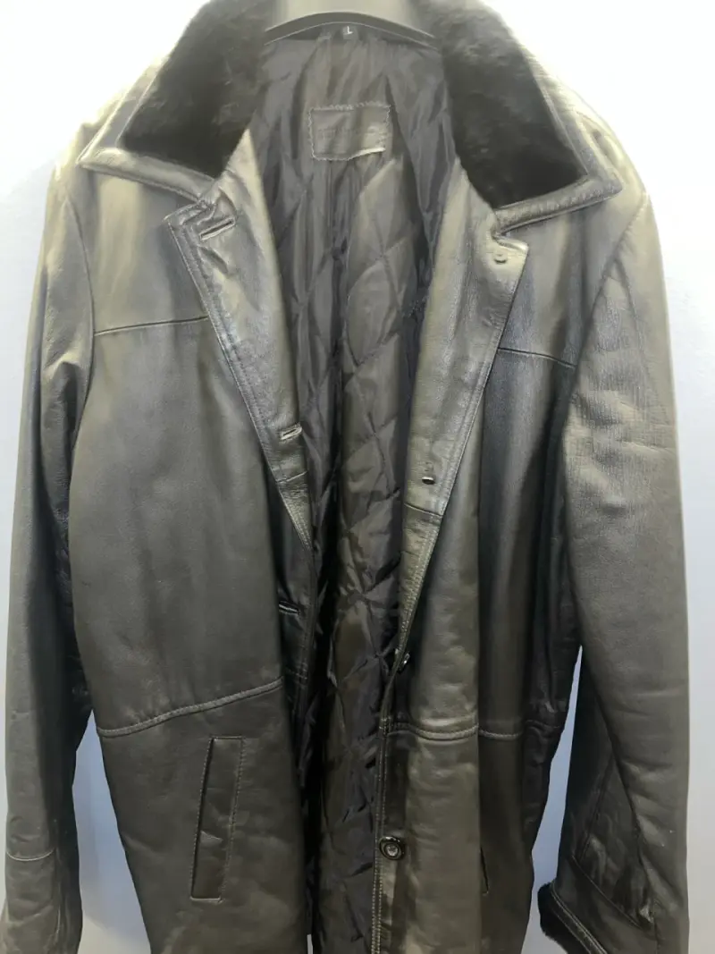Abrigo de cuero negro Steffano Cocci talla L - 1