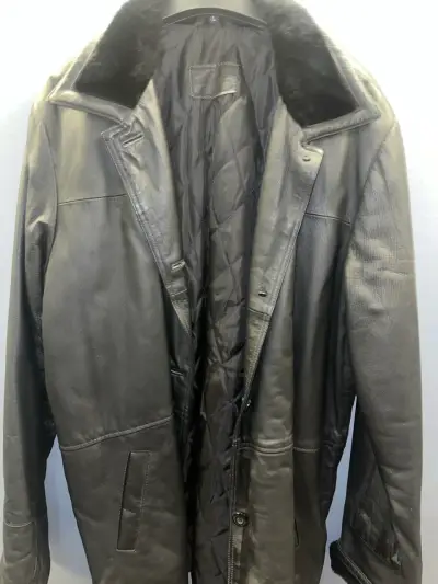 Abrigo de cuero negro Steffano Cocci talla L - miniatura 1
