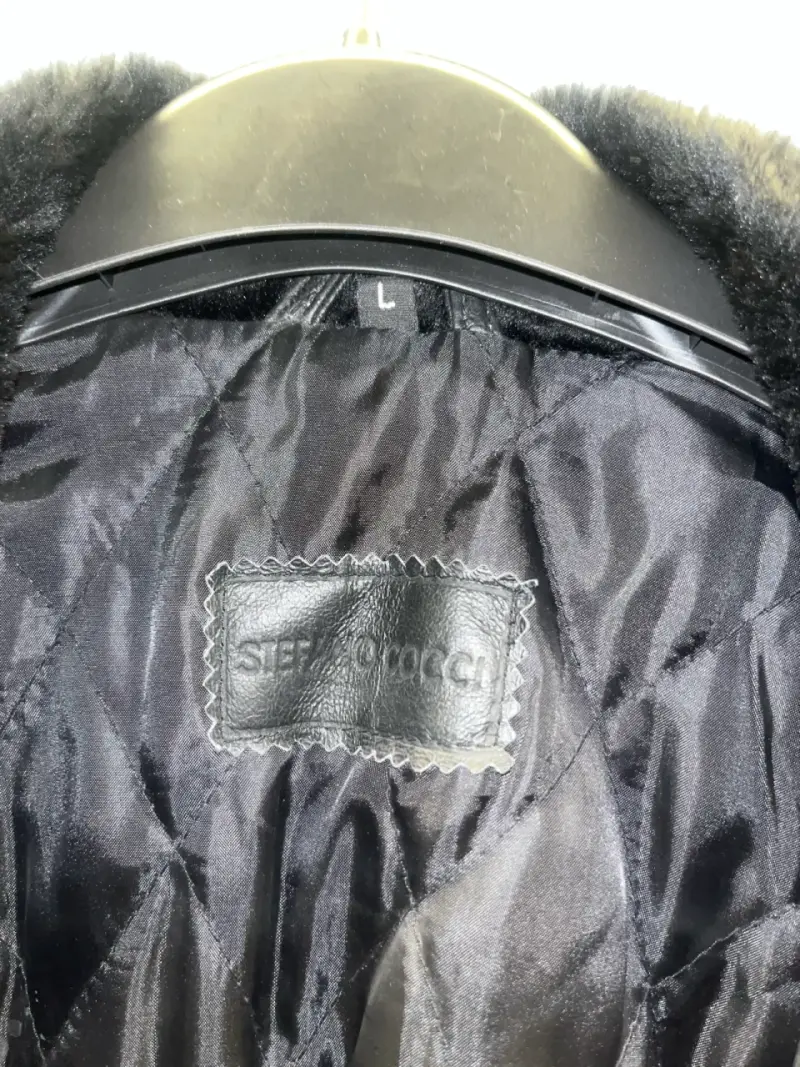 Abrigo de cuero negro Steffano Cocci talla L - 2