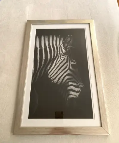 Cuadro Decorativo de Cebra en Blanco y Negro - miniatura 1