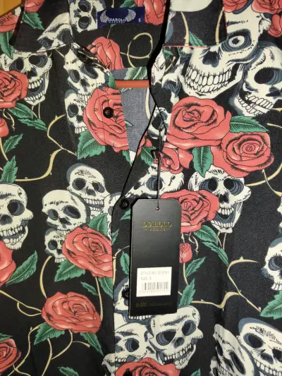 Camisa estampada de calaveras y rosas Diabolo Jeans - miniatura 1